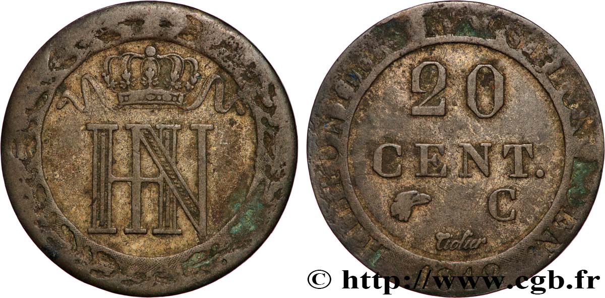 ALEMANIE - REINO DE WESTFALIA 20 Cent. monogramme de Jérôme Napoléon 1812 Cassel - C BC+ 