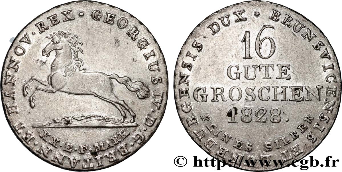 GERMANY - HANOVER 16 Gute Groschen Georges 1828  AU 
