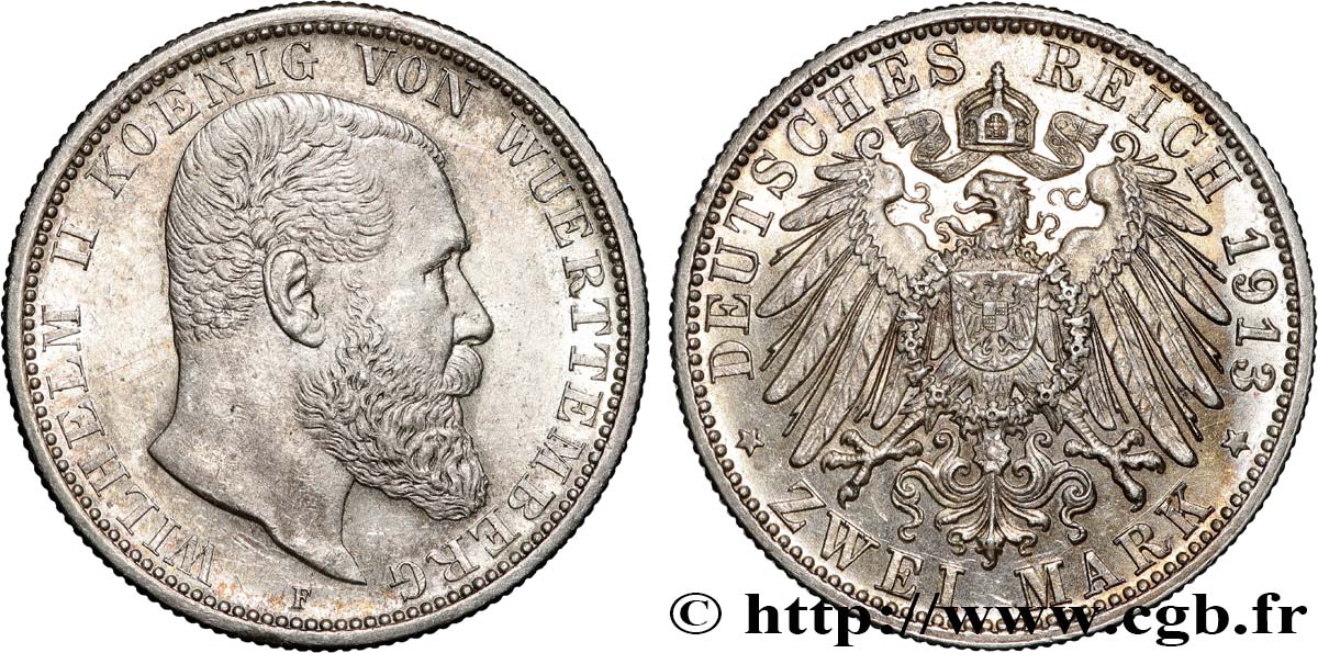 GERMANIA - WÜRTEMBERG 2 Mark 1913 Stuttgart SPL 