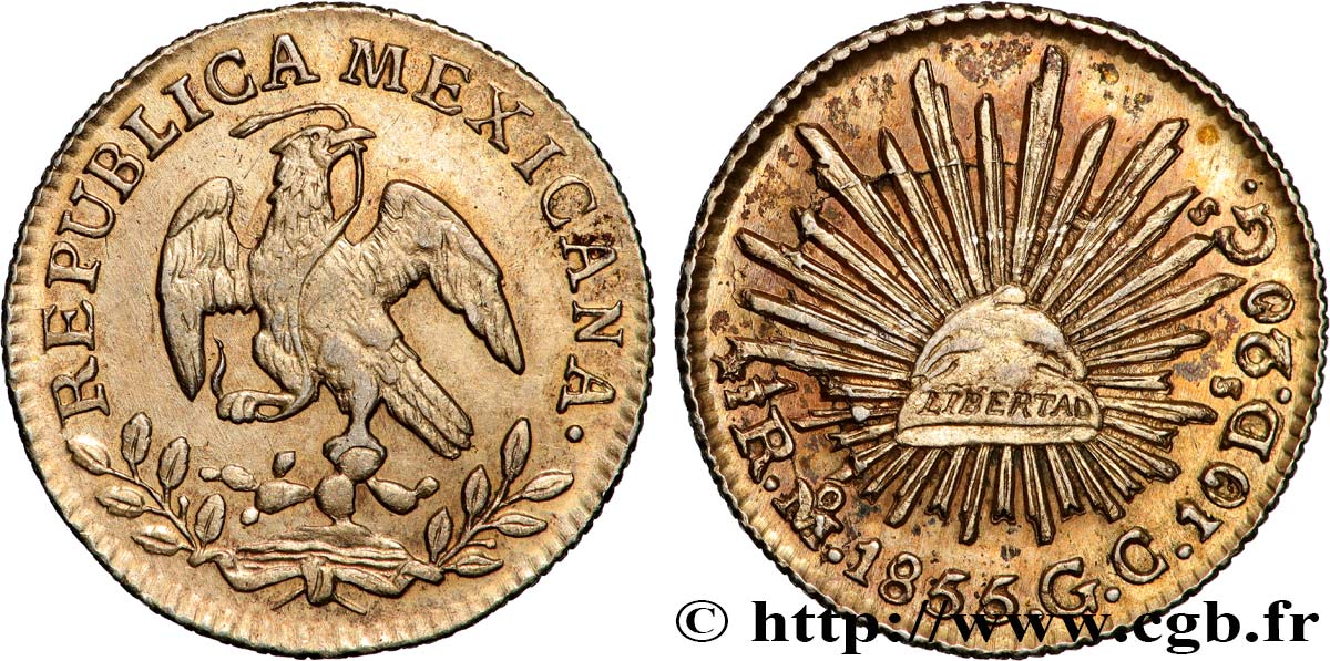 MEXIKO 1/2 Real 1855 Mexico fST 