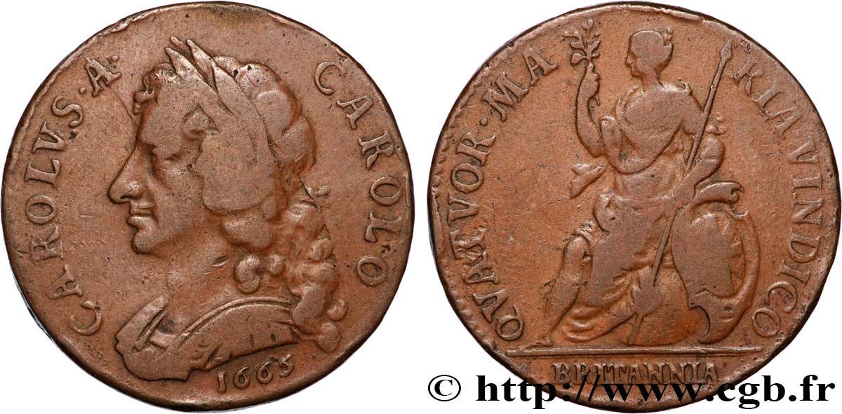 INGHILTERRA - REGNO D INGHILTERRA - CARLO II Farthing Pattern 1665  q.BB 