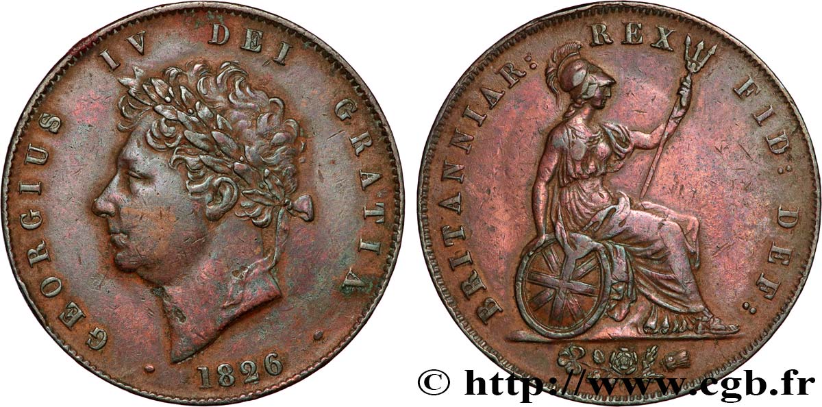 VEREINIGTEN KÖNIGREICH 1/2 Penny Georges IV 1826  SS 