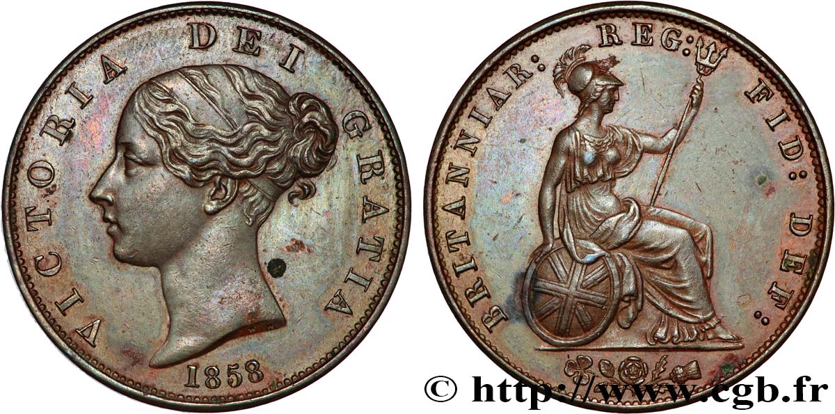 UNITED KINGDOM 1/2 Penny Victoria “tête jeune” 1856  AU 