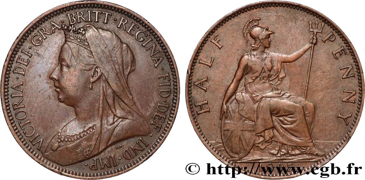 ROYAUME-UNI 1/2 Penny Victoria “old head” 1895  TTB 