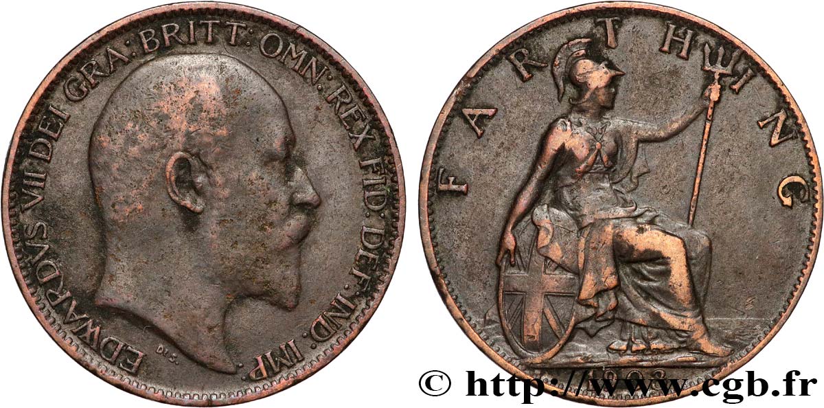 VEREINIGTEN KÖNIGREICH 1 Farthing Edouard VII  1903  fVZ 