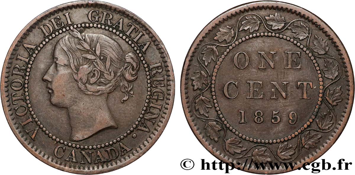 CANADA 1 Cent Victoria 1859  XF 