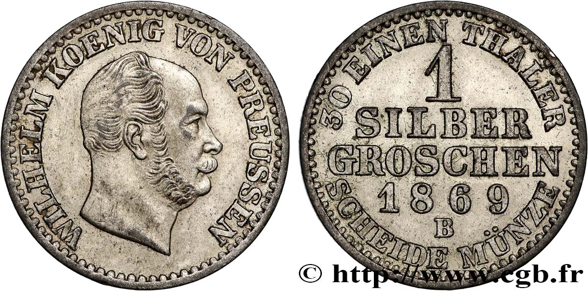 GERMANY - PRUSSIA 1 Silbergroschen (1/30 Thaler) Guillaume 1869 Hanovre - B AU 