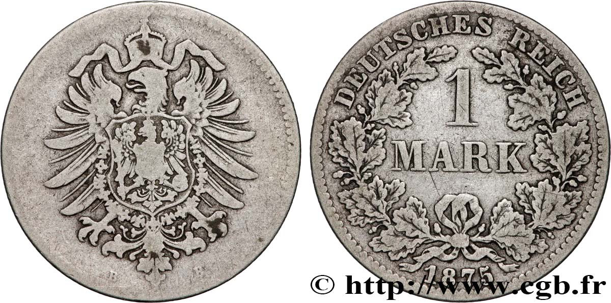 ALEMANIA 1 Mark Empire aigle impérial 1875 Hanovre BC 