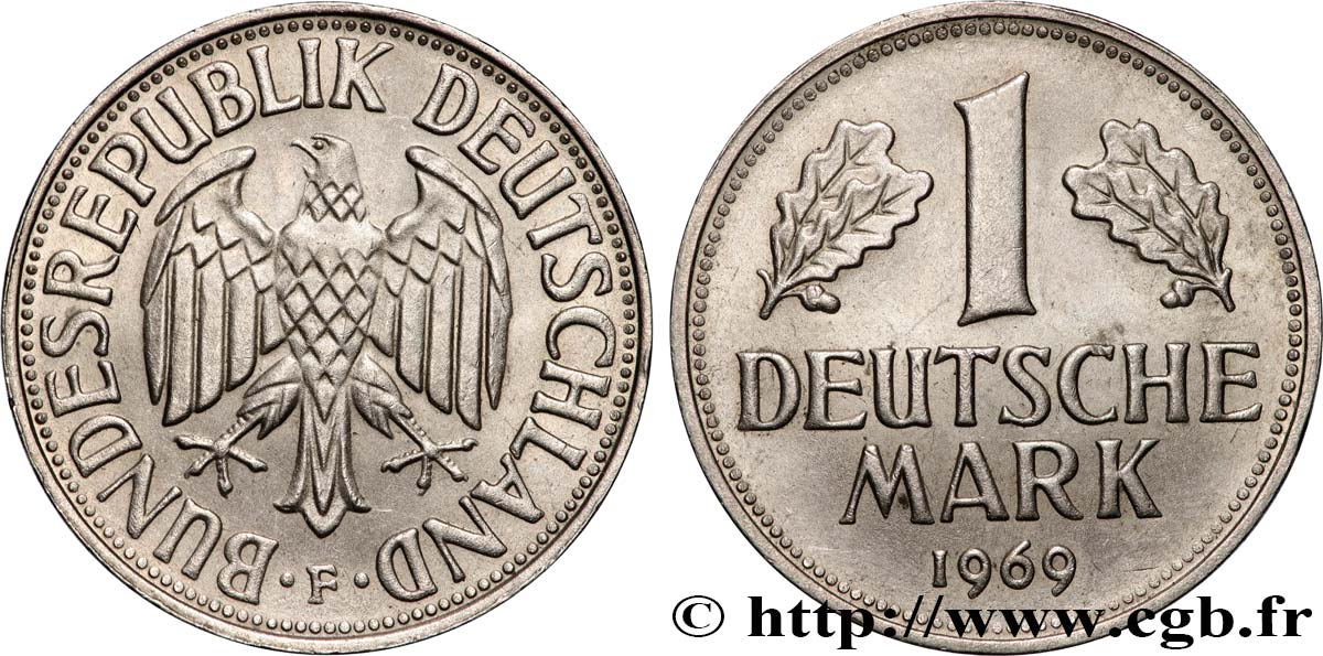 DEUTSCHLAND 1 Deutsche Mark 1969 Stuttgart VZ 