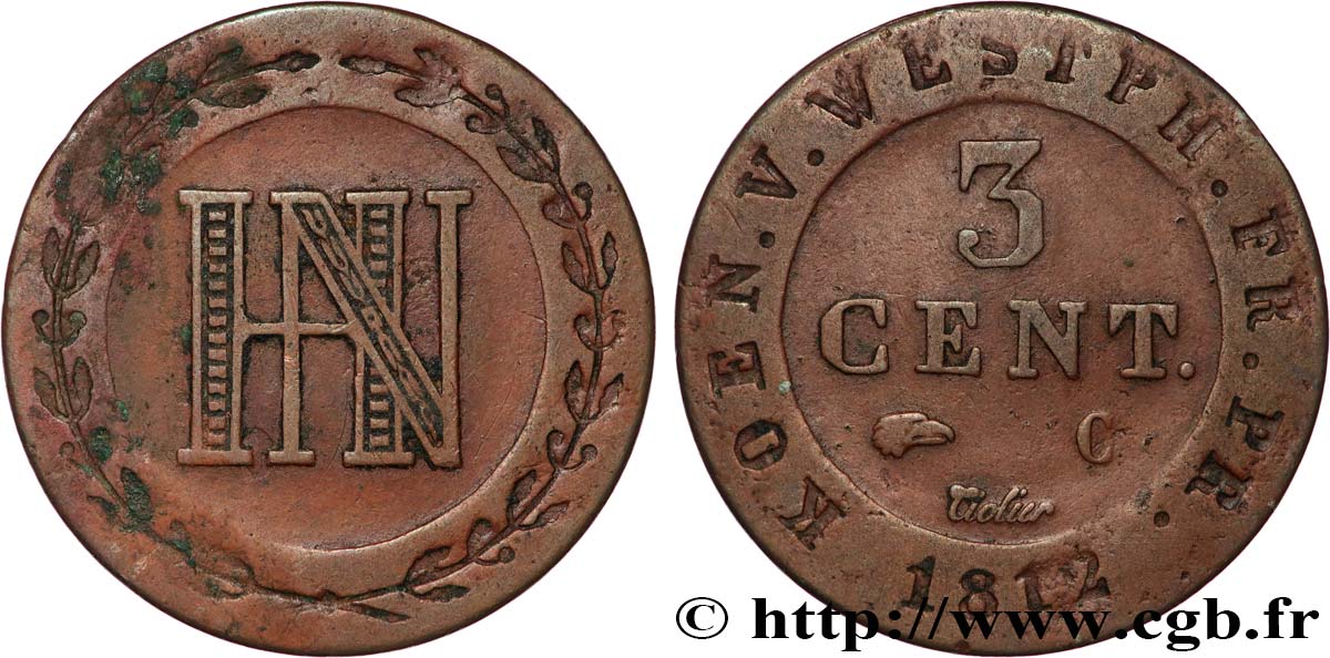 GERMANIA - REGNO DI WESTFALIA  3 Cent. 1812 Cassel q.BB 