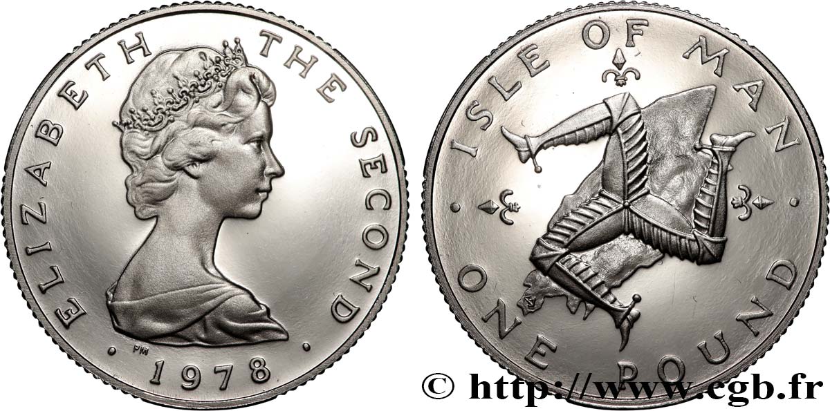 ISOLA DI MAN 1 Pound Proof Elisabeth II Platine 1978 Pobjoy Mint SPL 