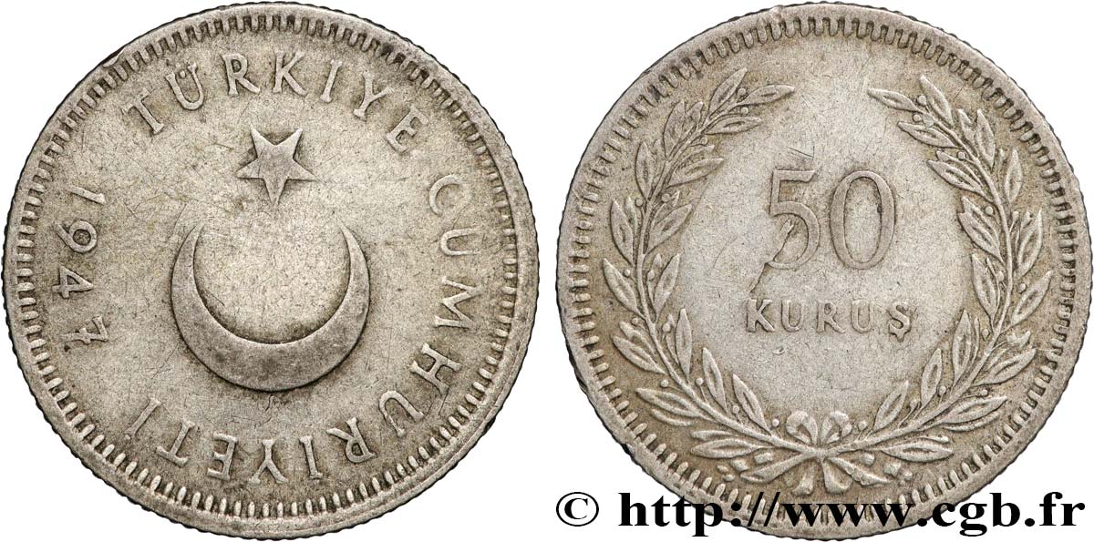 TURKEY 50 Kurus 1947  XF 