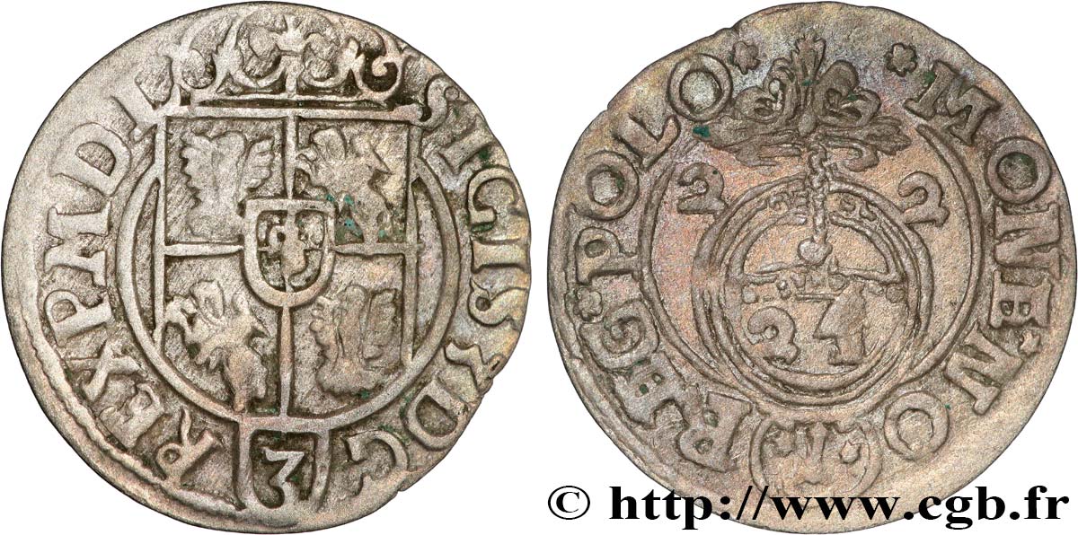 POLONIA - SIGISMONDO III VASA 1 Półtorak / 3 Polker / 1/24 Thaler Sigismond III Vasa 1622 Cracovie BB 