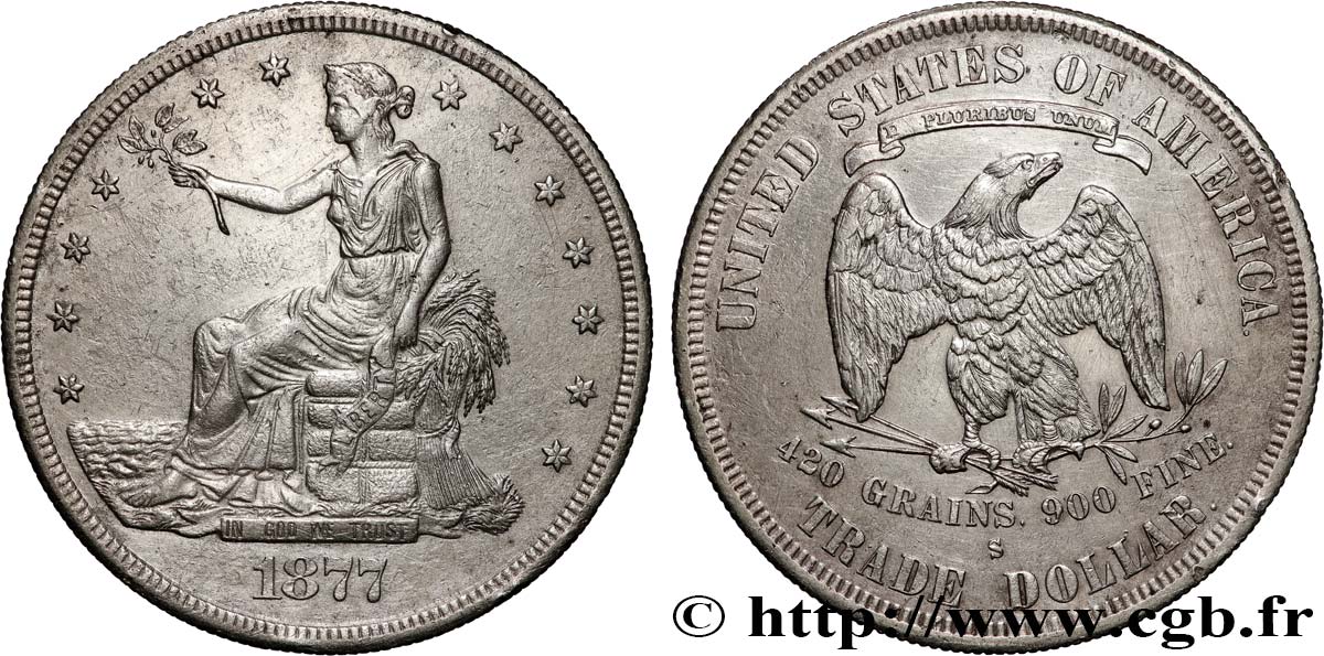 UNITED STATES OF AMERICA 1 Dollar type “Trade Dollar” 1877 San Francisco AU 