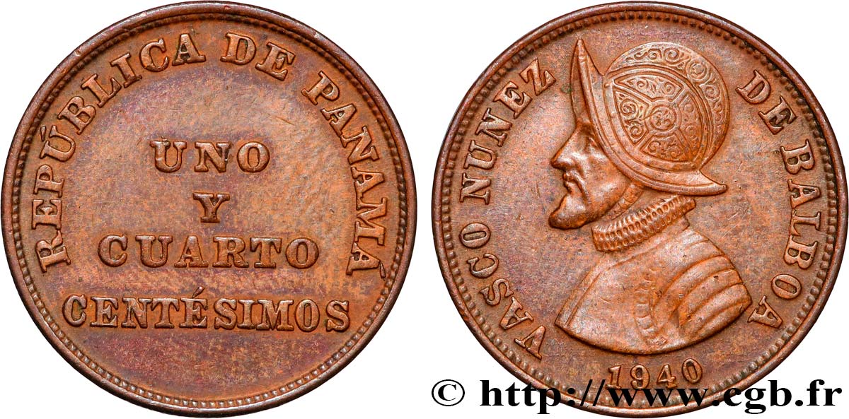 PANAMá 1 1/4 Centesimos 1940 Philadelphie EBC 