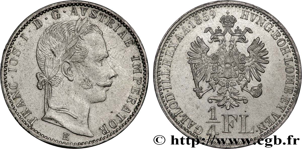 AUSTRIA 1/4 Florin François-Joseph 1859 Kremnitz AU 