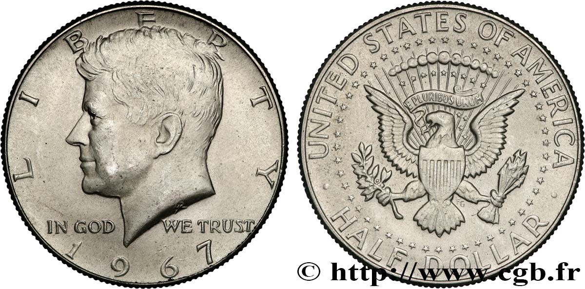 ÉTATS-UNIS D AMÉRIQUE 1/2 Dollar Kennedy 1967 Philadelphie SUP 