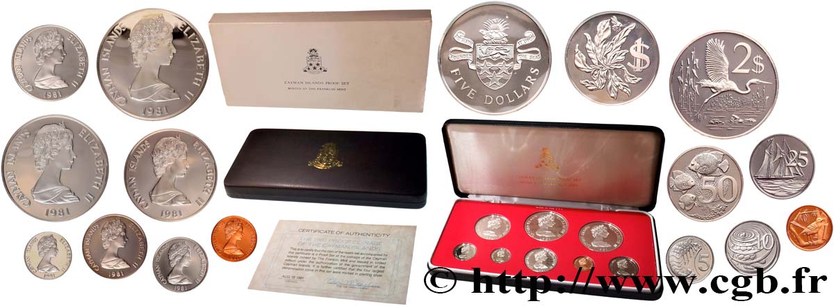 CAYMAN ISLANDS Série Proof 8 monnaies 1981 Cardiff, British Royal Mint MS 