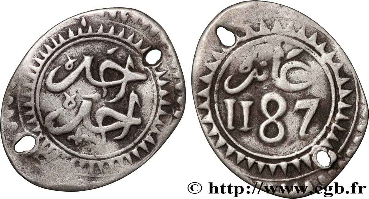 MAROC - (SIDI) MOHAMMED III 1 Dirham AH 1187 (1773) Sans atelier TB 