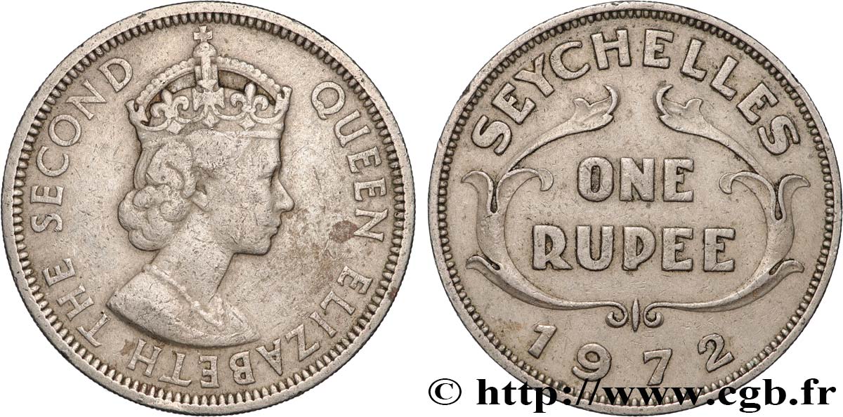 SEYCHELLES 1 Rupee (Roupie) Elisabeth II 1972 Royal Mint TTB 