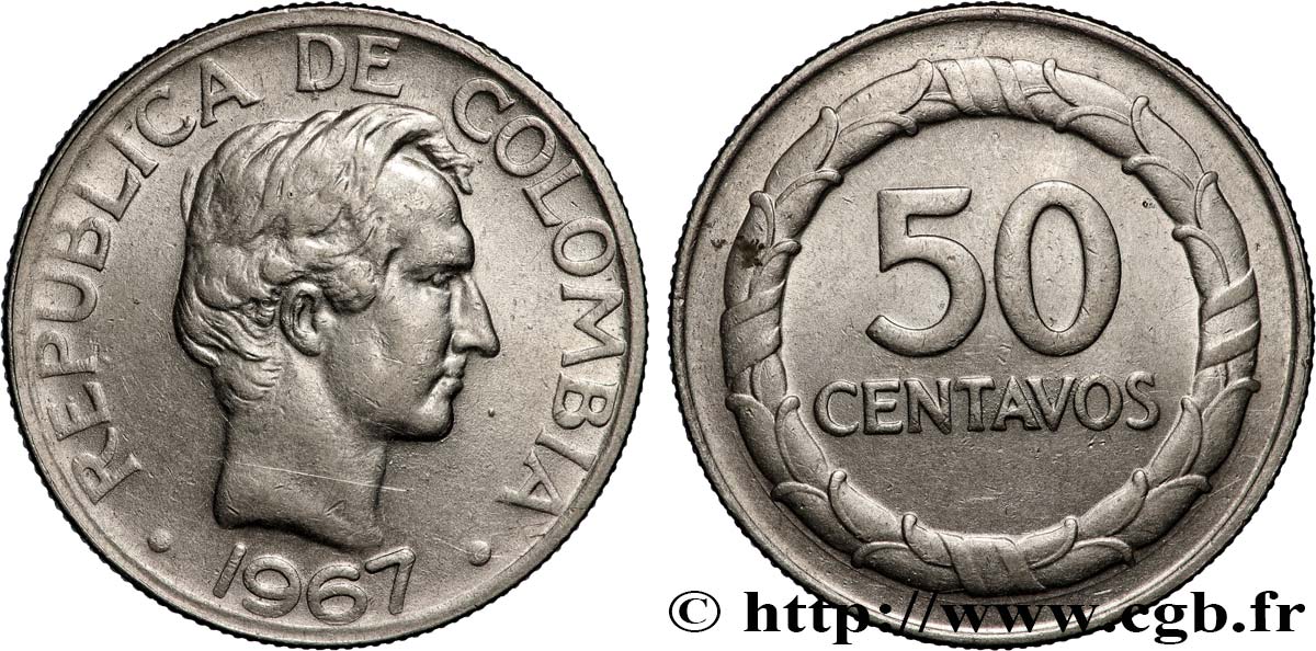 COLOMBIA 50 Centavos  1967  AU 