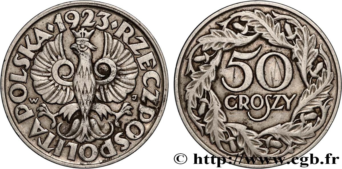 POLOGNE 50 Groszy 1923 Varsovie TTB+ 