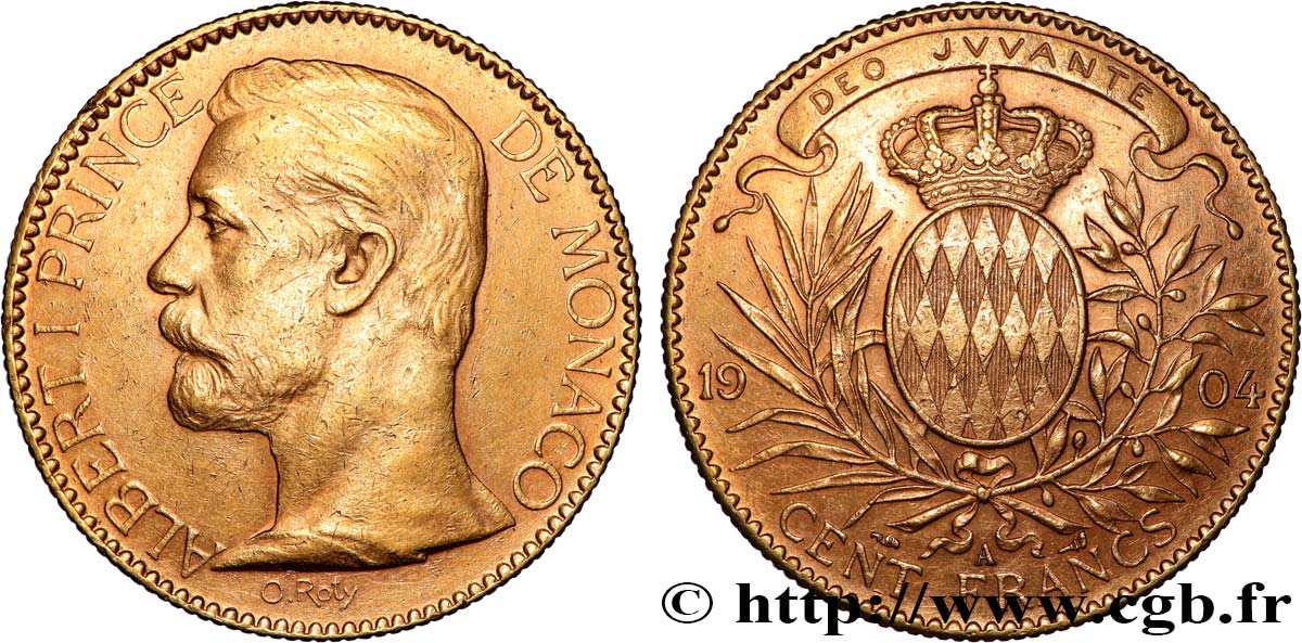 MONACO - PRINCIPALITY OF MONACO - ALBERT I 100 Francs or  1904 Paris AU 