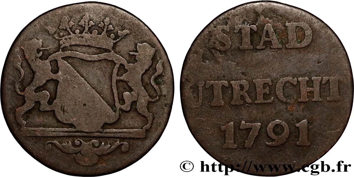 PAYS-BAS - PROVINCES-UNIES 1 Duit Utrecht 1791  TB 