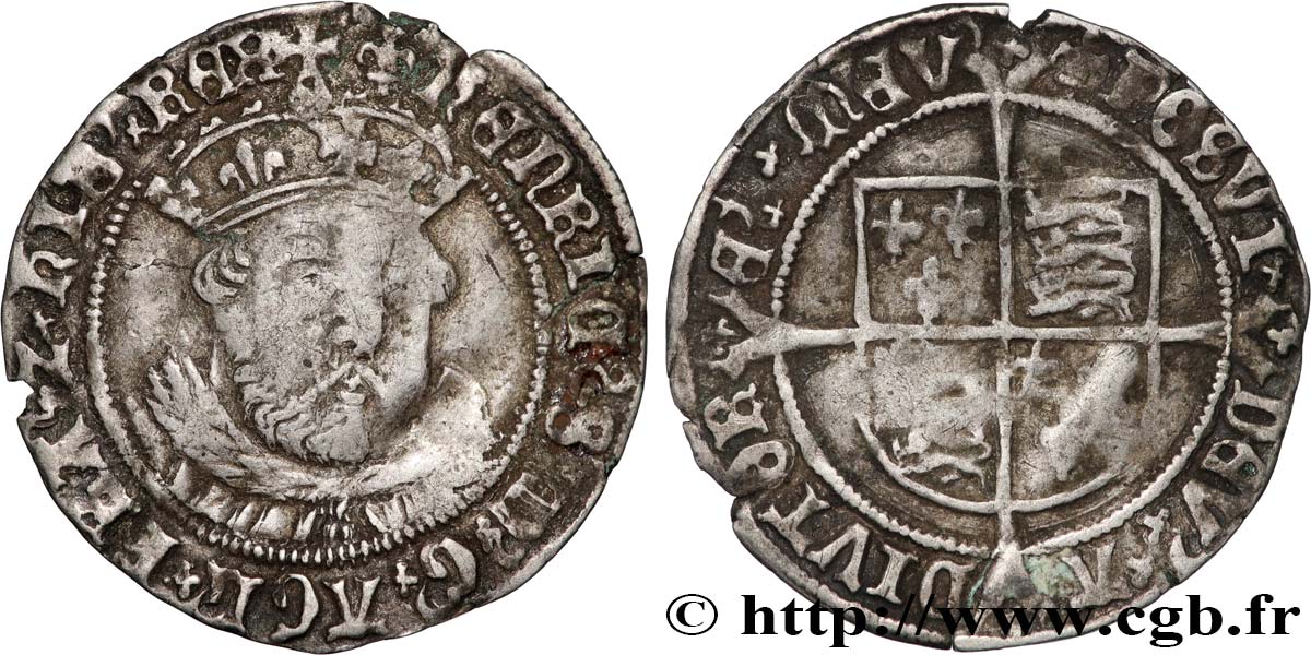 ENGLAND - KINGDOM OF ENGLAND - HENRY VIII Gros (Groat) 1547-1551 Londres fSS 