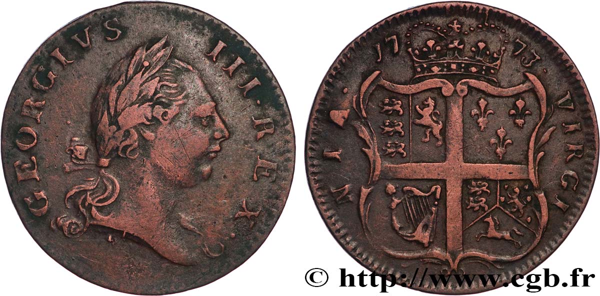 ESTADOS UNIDOS DE AMÉRICA 1/2 Penny Georges III Virginie 1773  MBC 