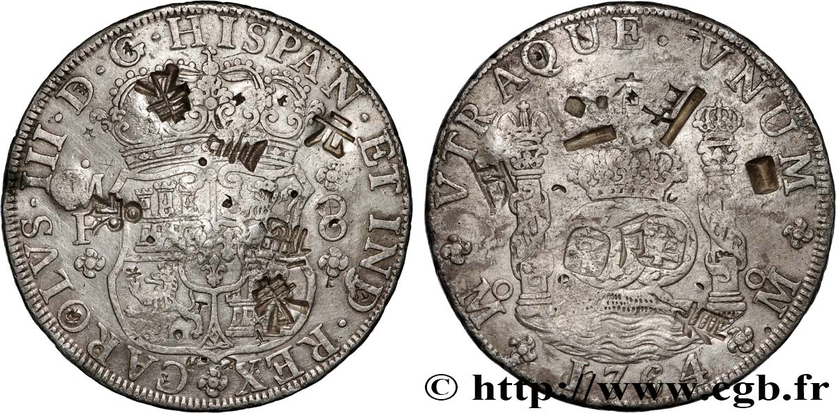 MEXICO - CHARLES III 8 Reales  1764 Mexico XF 