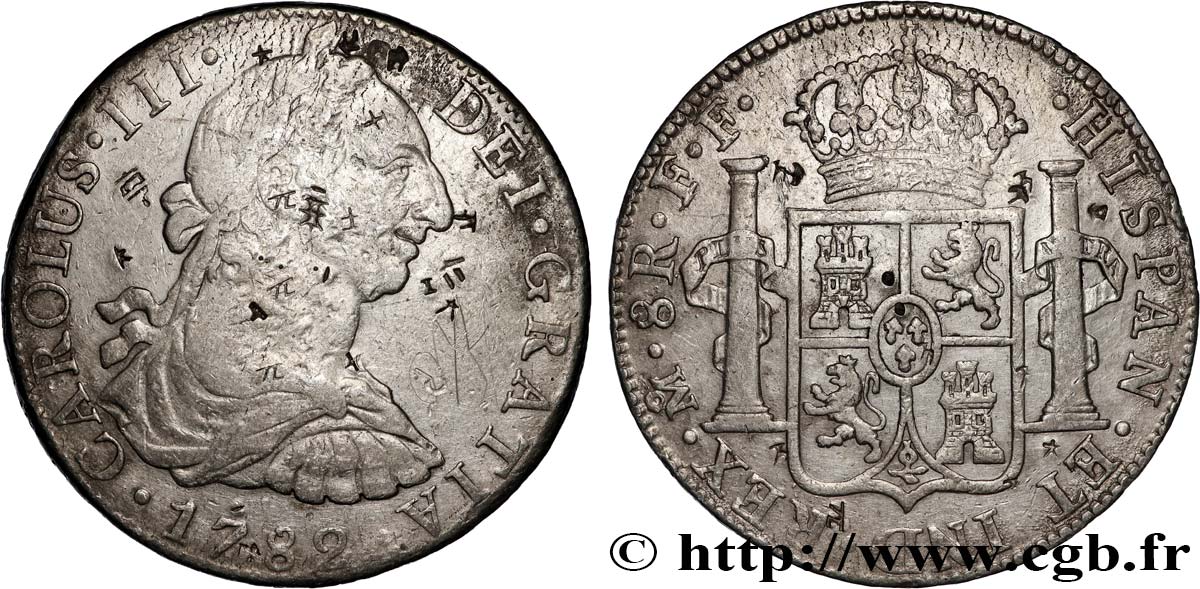 MEXICO - CHARLES III 8 Reales 1782 Mexico XF 