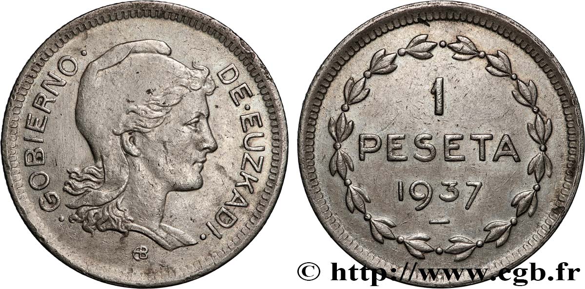 ESPAGNE - PAYS BASQUE 1 Peseta Gouvernement d’Euskadi 1937 Bruxelles TTB 