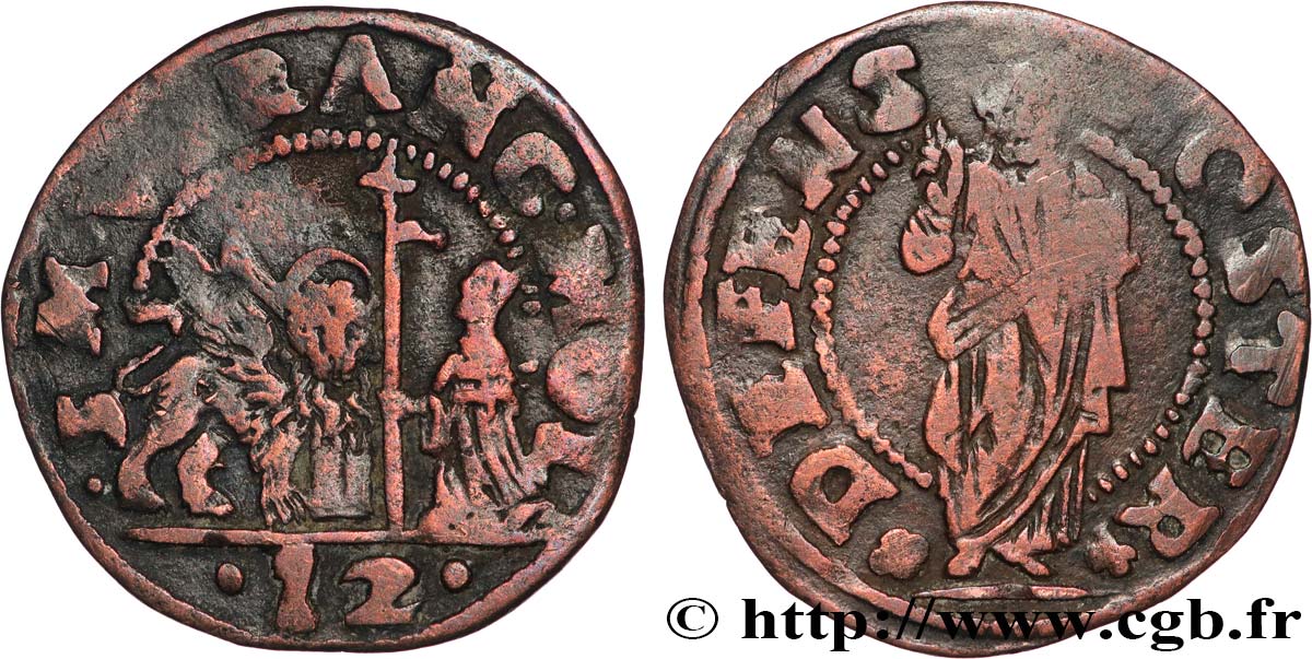 ITALY - VENICE -  FRANCESCO MOLINO (CVIII Doge) Soldo da 12 Bagattini N.D.  MB 