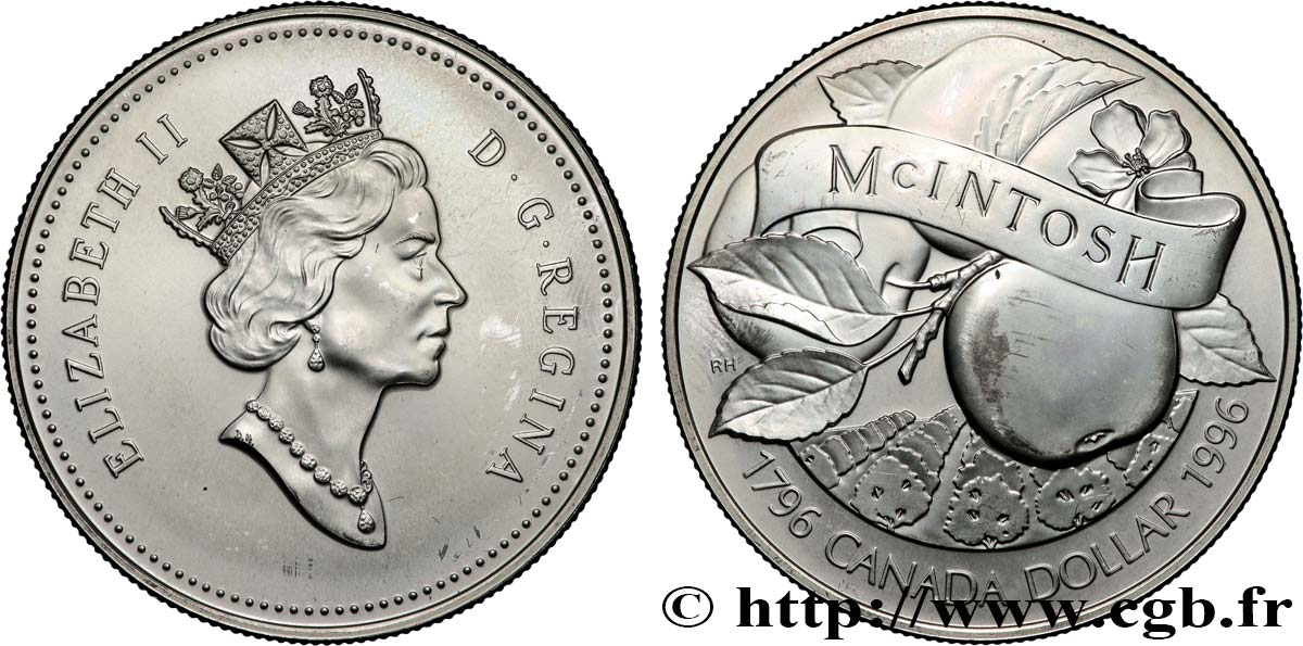CANADA 1 Dollar Proof 200e anniversaire de la pomme McIntosh 1996  MS 