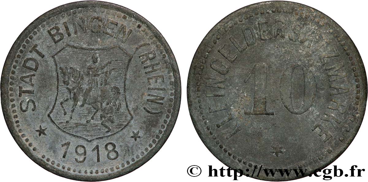 GERMANY - Notgeld 10 Pfennig Bingen 1918  VF 