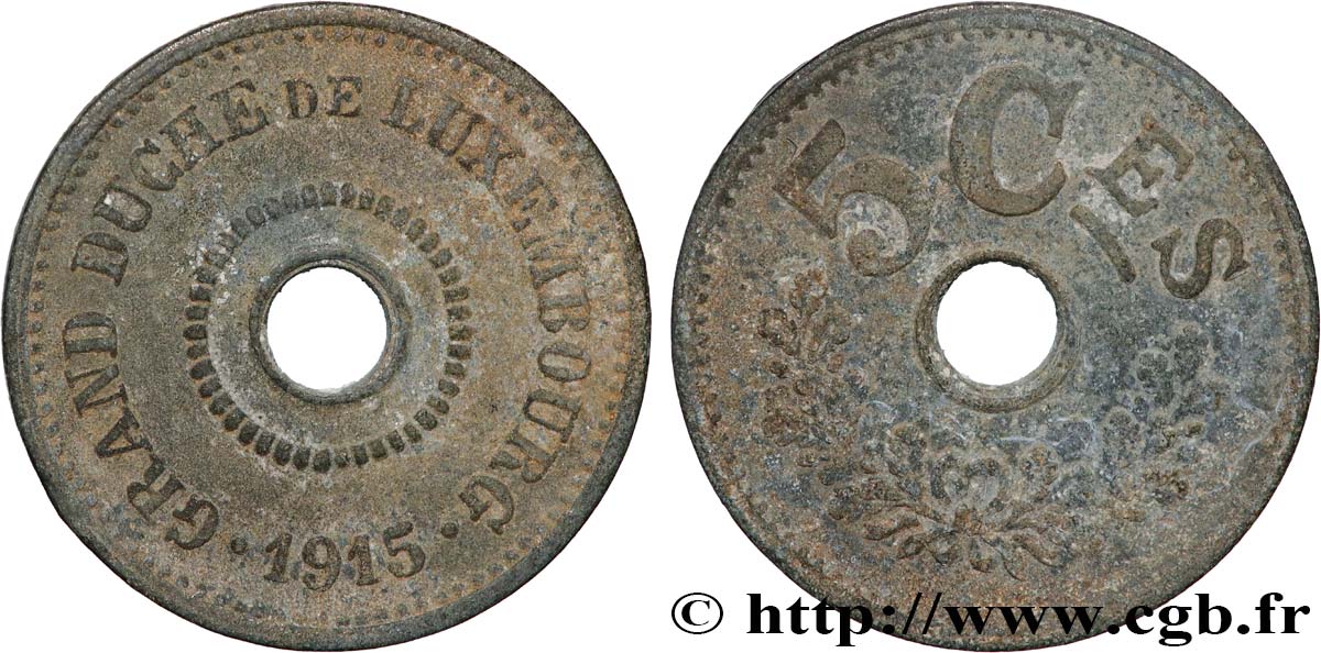 LUXEMBOURG 5 Centimes Grande-Duchesse Marie-Adelaïde 1915 Bruxelles TB+ 