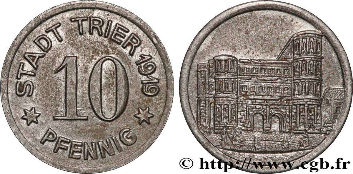 GERMANY - Notgeld 10 Pfennig Trèves (Trier) 1919  XF 