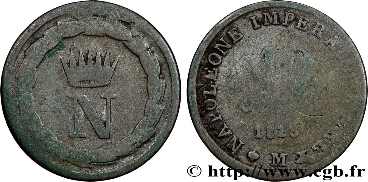 ITALIE - ROYAUME D&nbsp;ITALIE - NAPOLÉON Ier 10 Centesimi 1813 Milan TB 