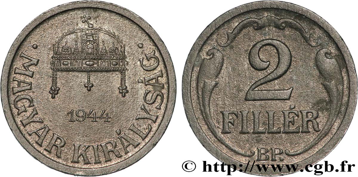 HUNGARY 2 Filler couronne de Saint-Stephen 1944 Budapest MS 