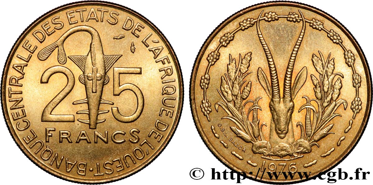 WEST AFRICAN STATES (BCEAO) 25 Francs BCEAO 1976 Paris AU 