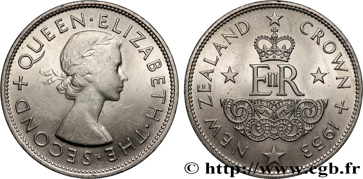 NEW ZEALAND 1 Crown Elisabeth II - Couronnement 1953  AU 