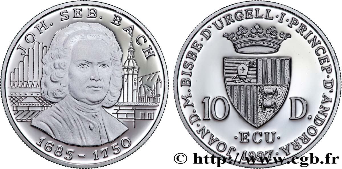 ANDORRA 10 Diners Proof J.S. Bach 1997  MS 