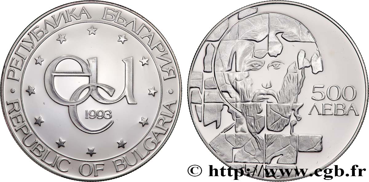 BULGARIA 500 Leva Proof symbole ECU / Saint Théodore Stratilat 1993  MS 