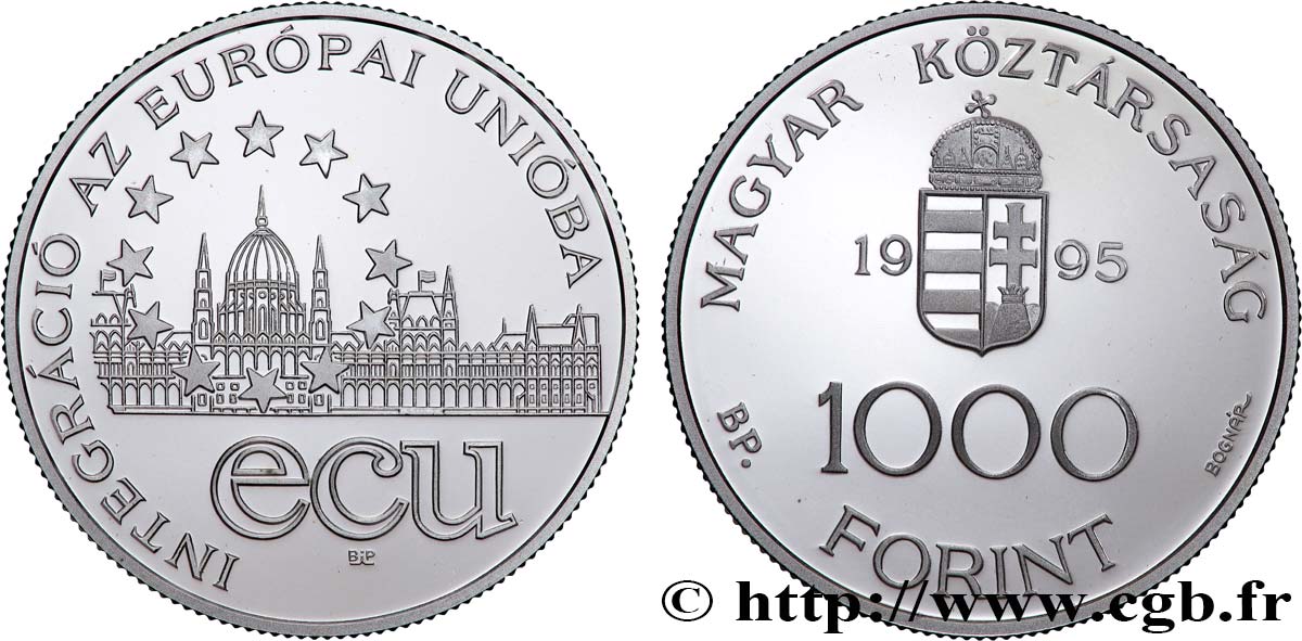 UNGHERIA 1000 Forint Proof Intégration à l’Union Européenne 1995 Budapest MS 
