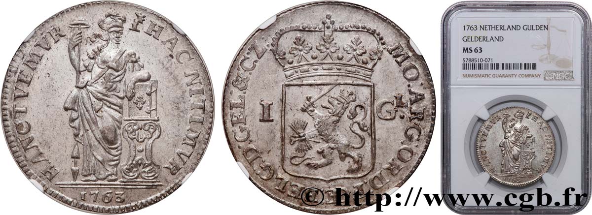 PROVINCES-UNIES - GUELDRE 1 Gulden 1763  SPL63 NGC