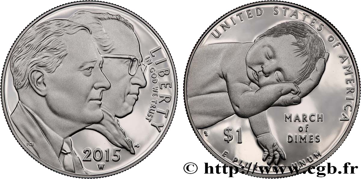 UNITED STATES OF AMERICA 1 Dollar Proof March of Dimes 2015 West Point MS 