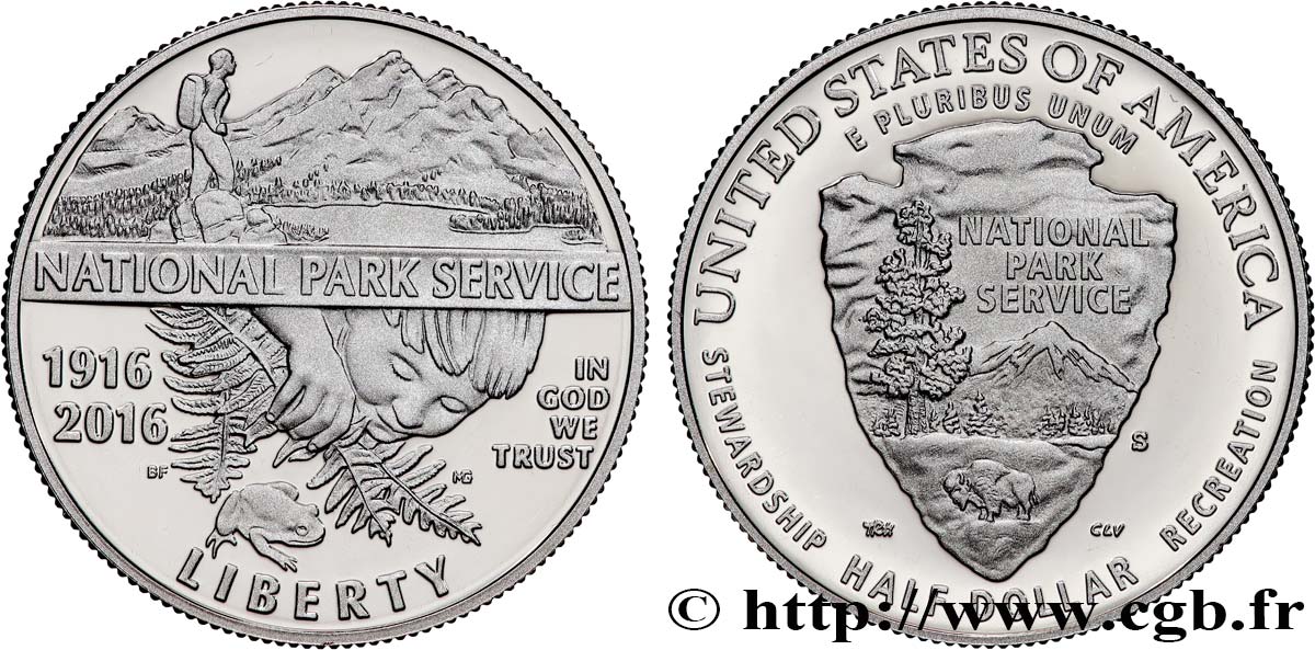 ÉTATS-UNIS D AMÉRIQUE 1/2 Dollar Proof 100e ANNIVERSAIRE DU NATIONAL PARK SERVICE 2016 San Francisco SPL 