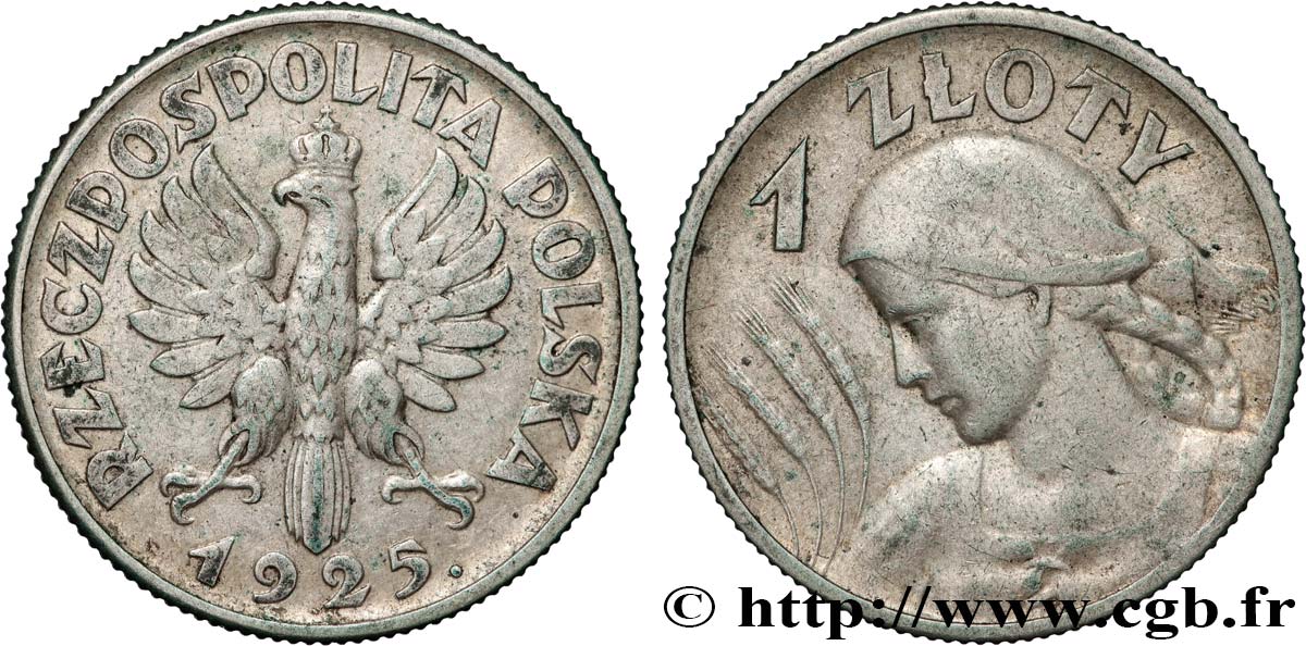 POLOGNE 1 Zloty aigle / paysanne 1925 Londres TTB 