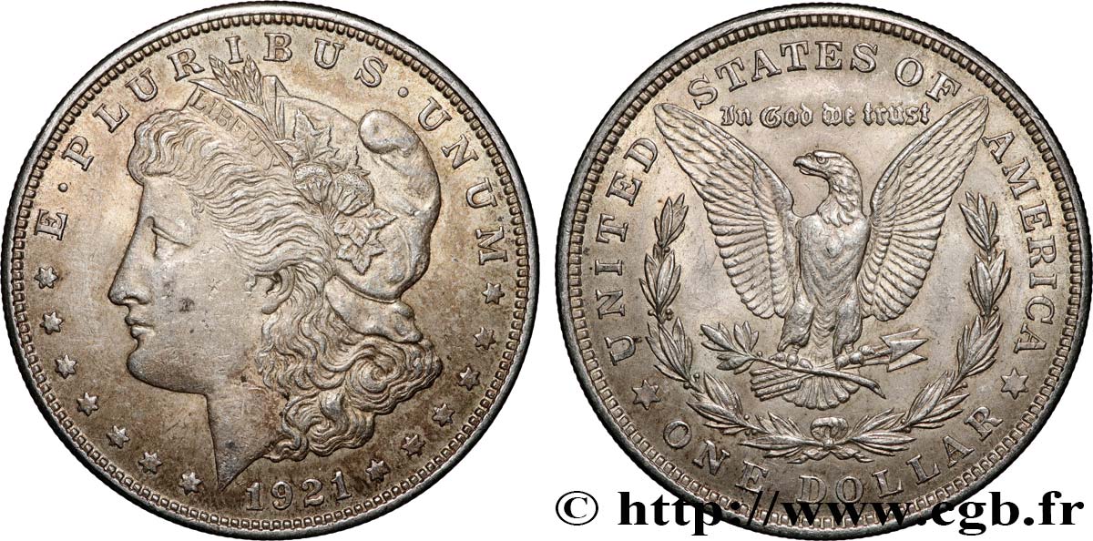 ÉTATS-UNIS D AMÉRIQUE 1 Dollar Morgan 1921 Philadelphie TTB+ 